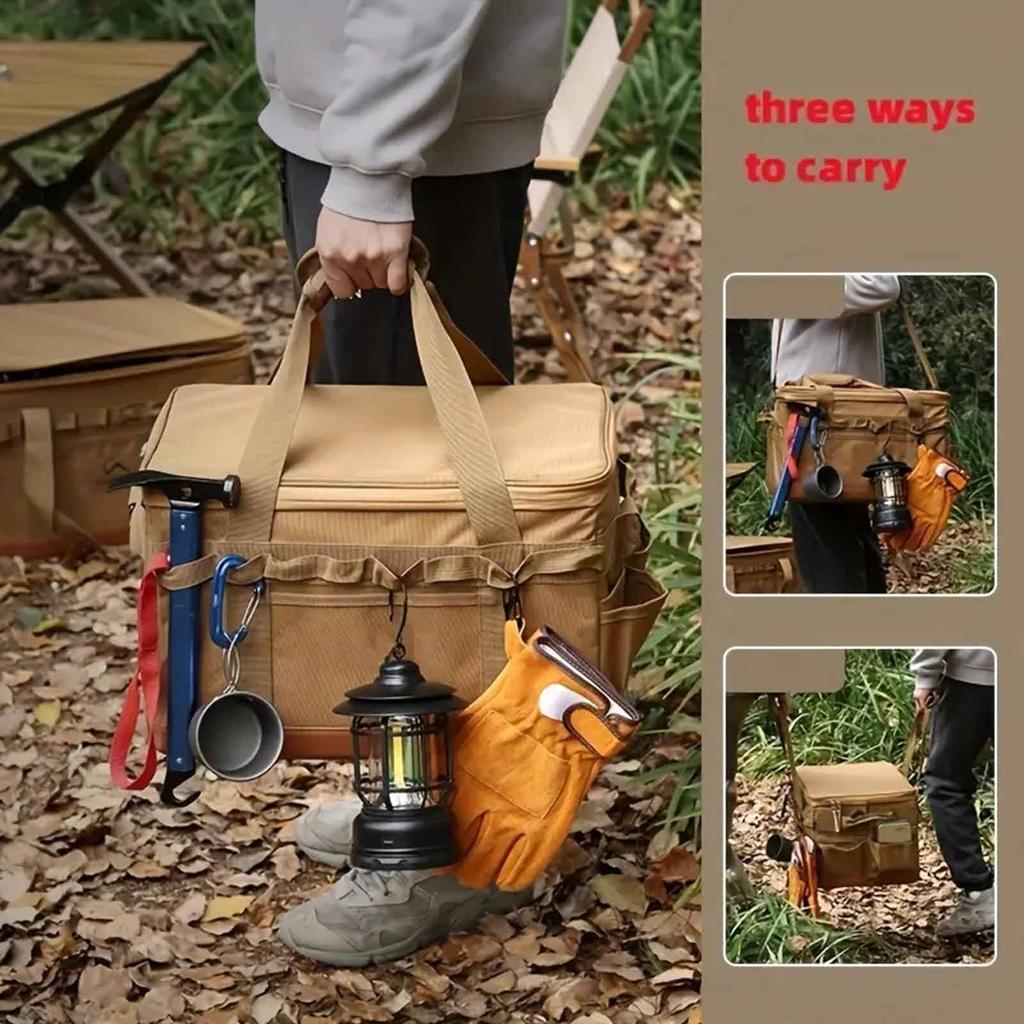 Camping Cooking Utensil Organizer Large Capacity Car Trunk Storage Bag Detachable Multifunctional Camping Stove Storage Case