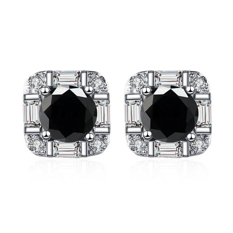 

5mm S925 Silver Geometric Square Stud Earrings Mini Elegant Fashion Moissanite Earrings D VVS1 Delicate Jewelry 5mm чёрный