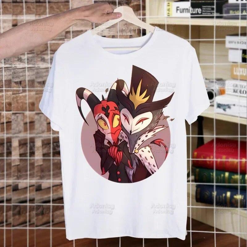 Helluva Boss Printed T Shirt Unisex Retro Washed Tops Tees Harajuku Tshirt Streetwear Hip Hop Unisex T-shirts