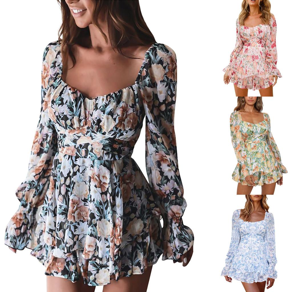 Fragmented Digital Printed Women's Collar, Zipper Strap, Long Sleeved Jumpsuit, European And American Fashion Shorts