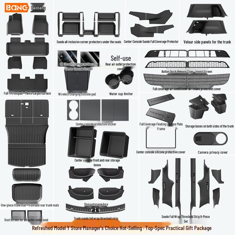 Tesla Model Y & 3 Refresh TPE Interior Floor Mats - Full Set Protection Accessories