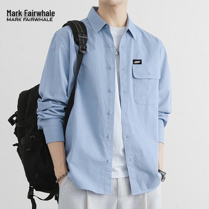 MARK FAIRWHALE Men s Loose Fit Long Sleeve Pure Cotton Shirt 2XL