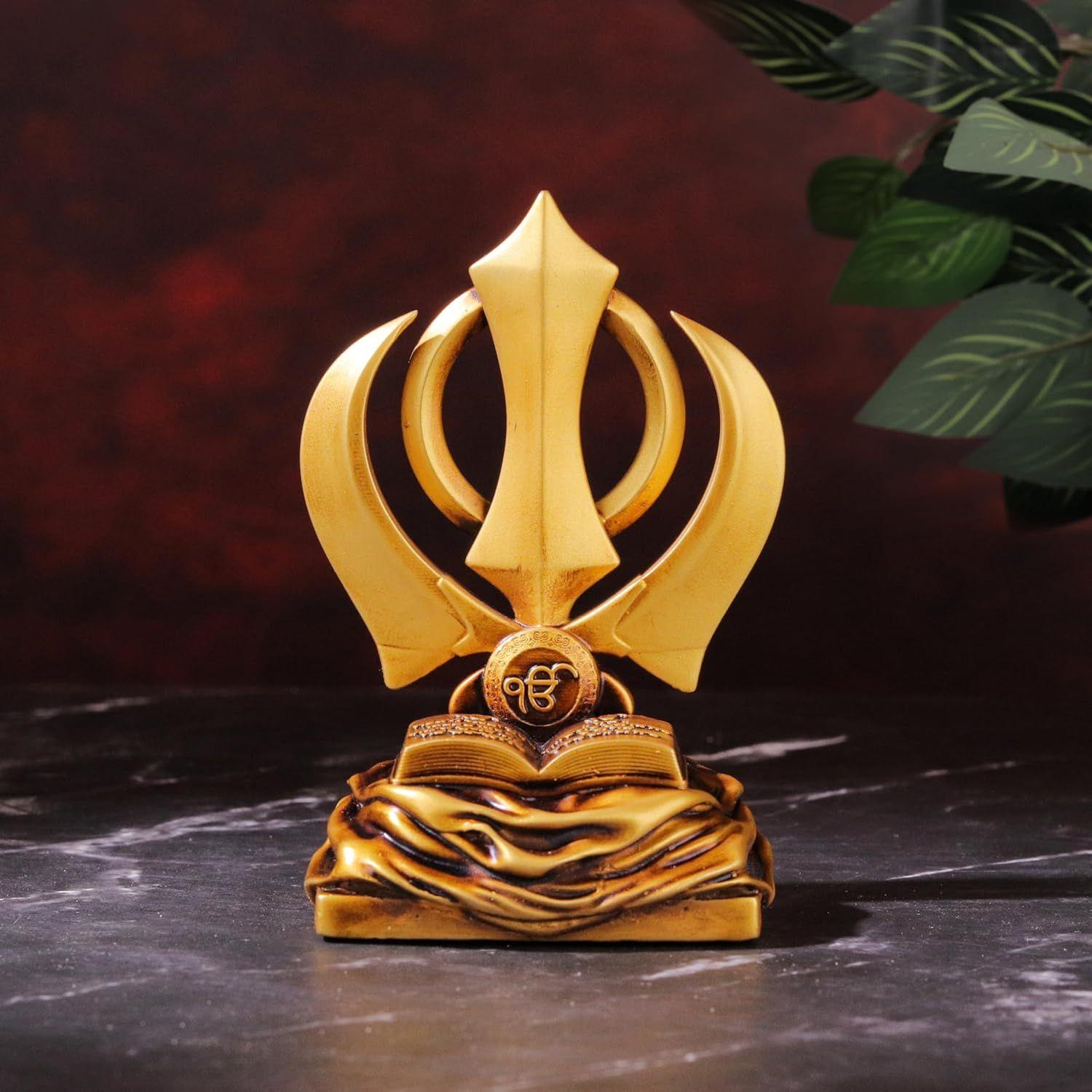 

Khanda Sahib Idol Sikh Religious Symbol Khanda Sahib Statue for Car Dashboard Idol for Pooja Office Table Showpiece