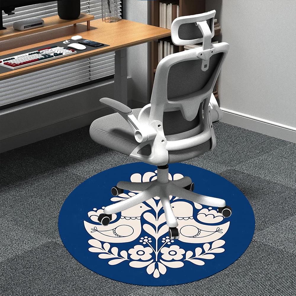 

1pc Doves Floral Office Round Area Rug, Indoor Mat Suitable ForOffice, Under Office Chairs Bedroom Living Room Home Decor D025 80cm by 80cm