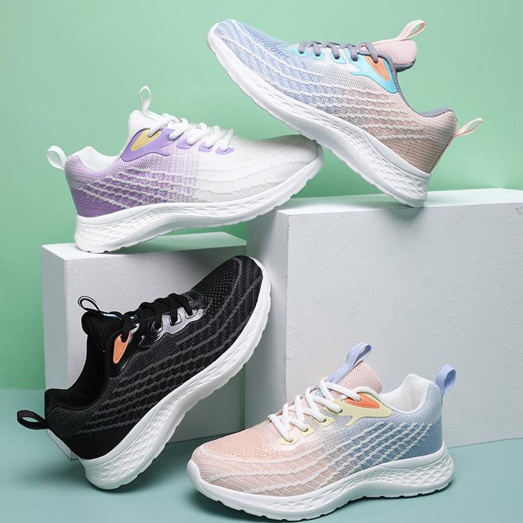 New mesh breathable brand non-slip sports casual shoes round head lace-up college ultra-light soft-soled running shoes