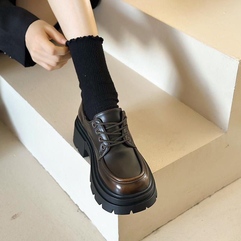College style lace-up loafers women's 2025 new British ins Maillard platform small leather shoes Jk single shoes