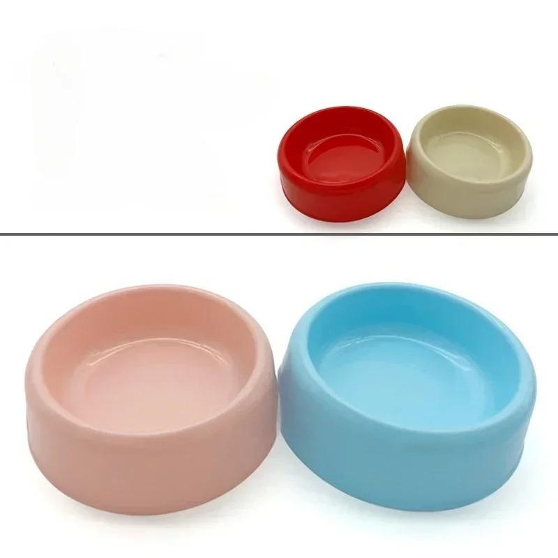 New Nordic Solid Color Style Pet Plastic Bowl Simple Round Mouth Dog Bowl Small Fresh Dog Food Set Cat Pet Bowl Dog Accessories