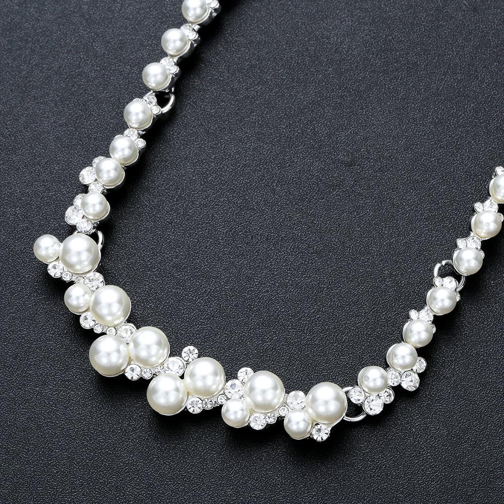 Moda nowy naszyjnik z pereł kolczyki zestaw biżuterii akcesoria do sukni ślubnej dla nowożeńców