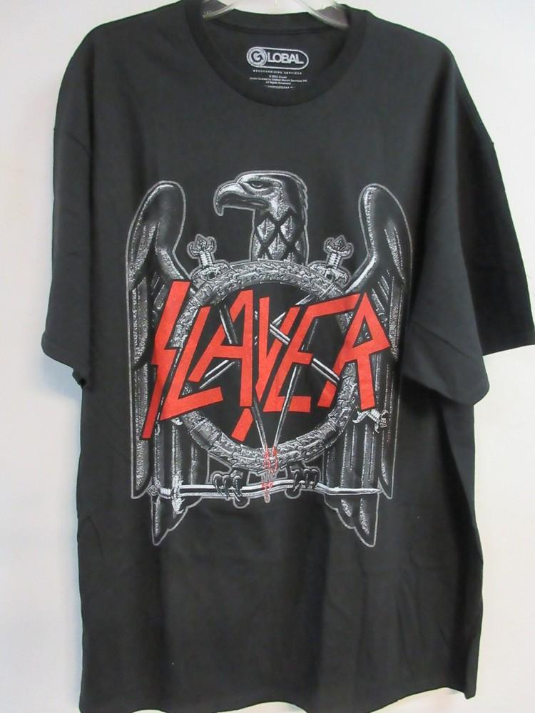 ОФИЦИАЛЬНЫЙ МЕРЧ SLAYER ЛОГОТИП ОРЛА КОНЦЕРТНАЯ МУЗЫКАЛЬНАЯ ФУТБОЛКА 2XL / XXL Унисекс Футболка XL