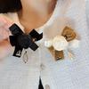 Fabric Art Bow Tie Brooches Camellia Flower Crystal Pearl Tassel Lpael Pins Shirt Collar Fashion Jewelry Gifts For Women