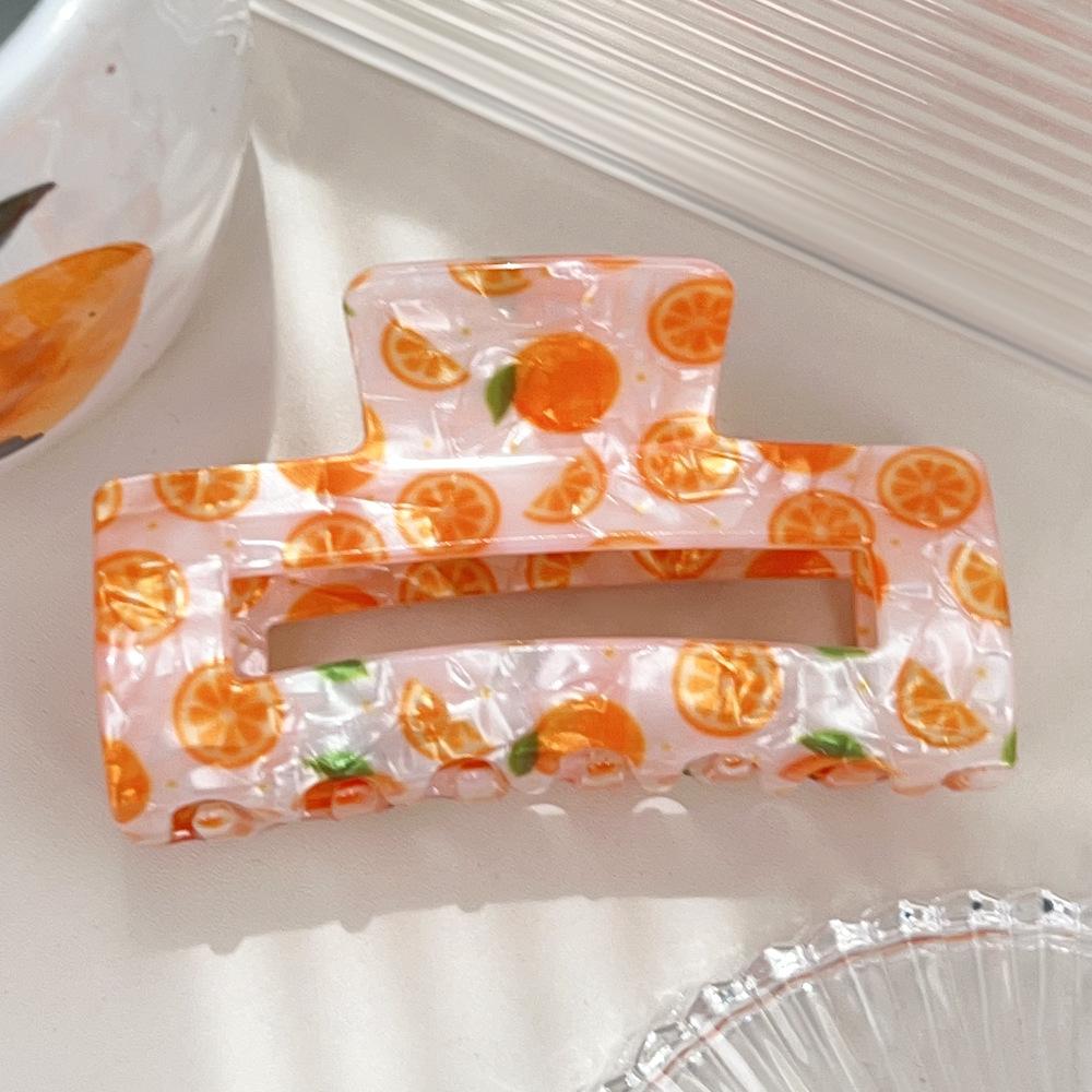 1 Stück Frische Frucht Quadratisch Hohl Acryl Haarspange, Geeignet für Dickes Haar, Mittelhohe Frisuren, Haiklammern, Haarzubehör