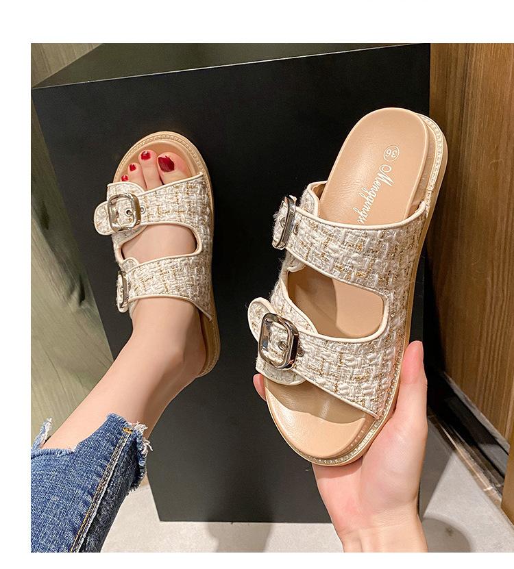 Fashion Big Size 34-43 Women Flat Heels Sandals Comfy Slip On Slides Woman Slippers Outside Rubber Flip Flops Femme Shoes Clogs Summer
