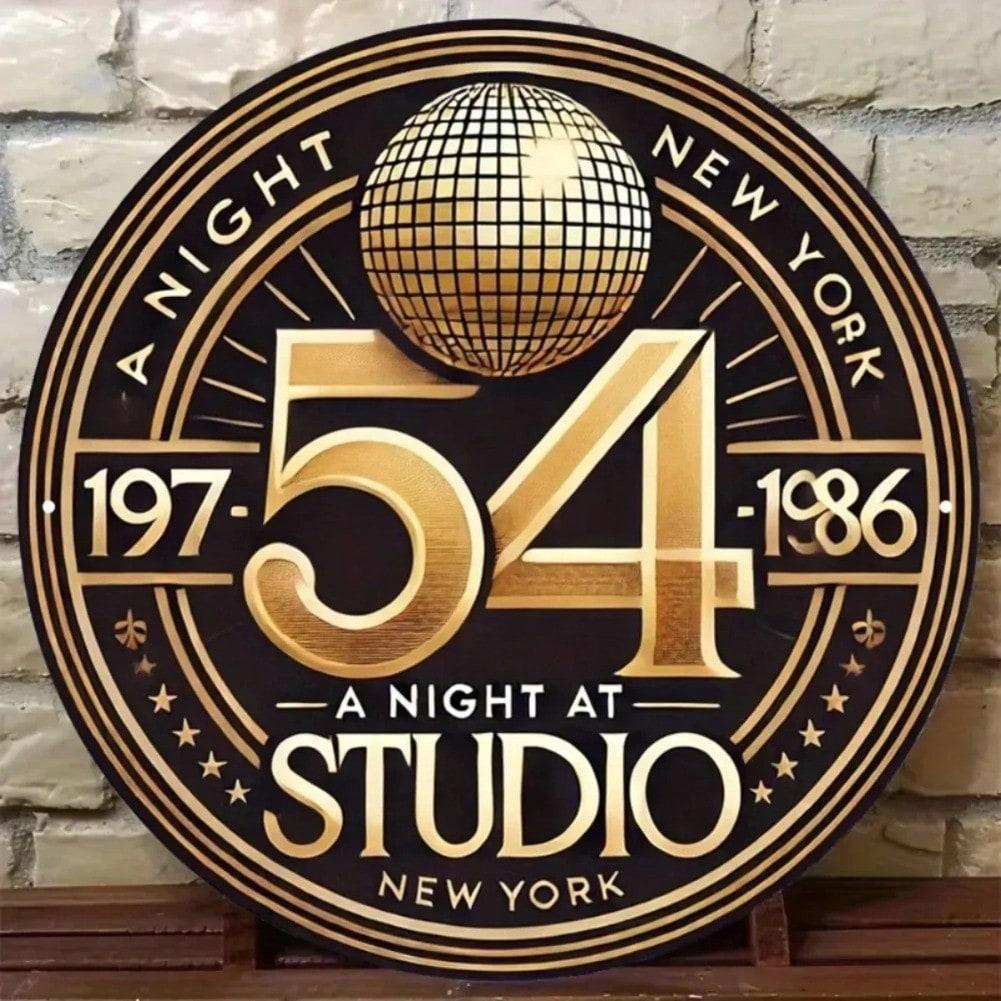 Vintage Studio 54 New York Nightclub Retro Aluminum Round Sign Bar Home Disco Wall Decor 20x20