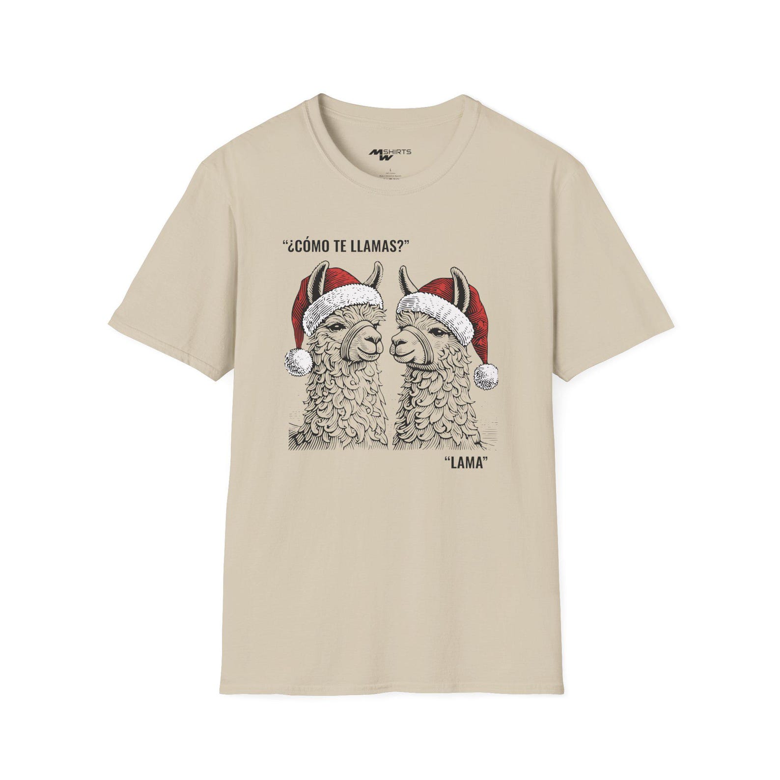 Christmas Llama T-Shirt: Engraving-Style Como Te Llamas? Unisex Tee S