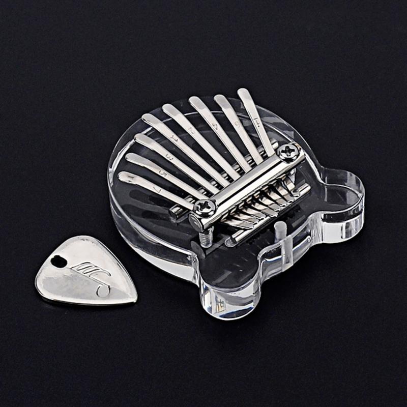 Cute Bear Shape Kalimba Acrylic Finger Pianos Transparent 8 Keys Thumb Piano with Pick Musical Instrument Gift for Girls