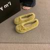 Gentle Fairy Wind Fluffy Shoes Female Outer Wear 2025 Autumn and Winter New Korean Version Soft-soled Cotton Shoes Flat-soled Velvet Doudou Shoes