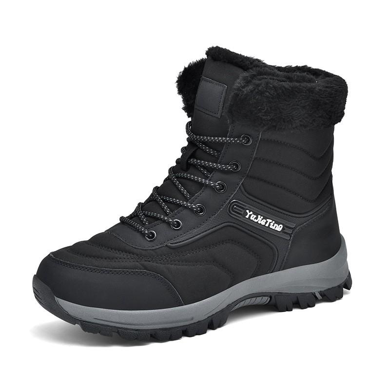 Unisex Waterproof Snow Boots Winter Warm Fleece Lined Outdoor Slip Resistant Rubber Sole Casual Chunky Heel