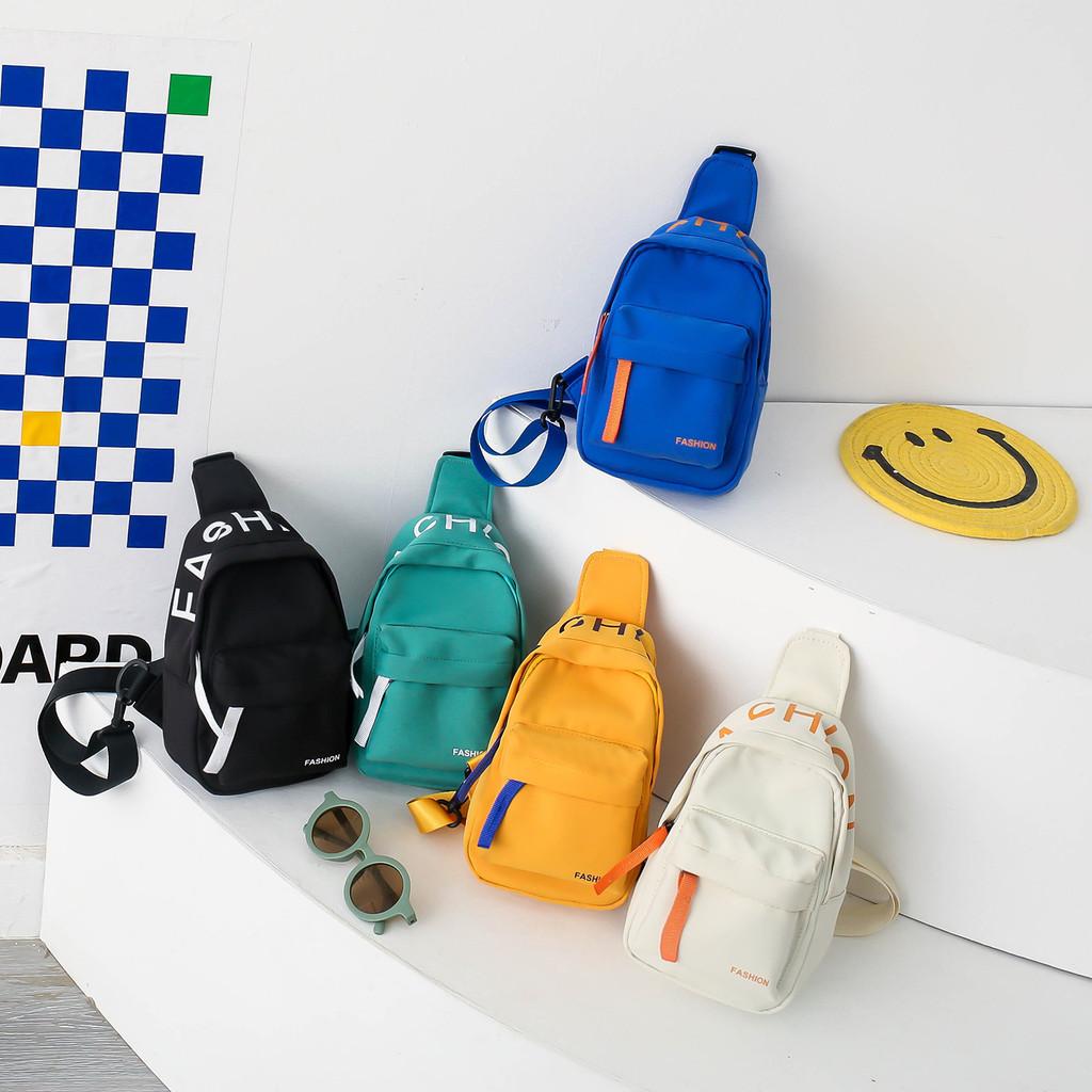 Stylish Ins New Trendy Boys Sling Bag Lightweight Canvas Letter Crossbody Backpack