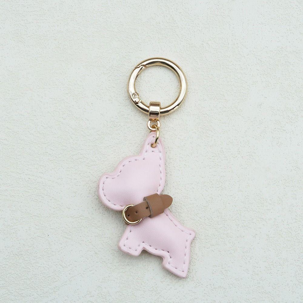 Animal Dog PU Leather Dog Hanger Cute Puppy Bulldog Bag Pendant Bulldog Keychain  Men's Car