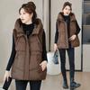 Winter Down Cotton Vest Jacket Women Sleevele Jacket Hooded Parkas Warm Vest Coat Female Waistcoat Overcoat