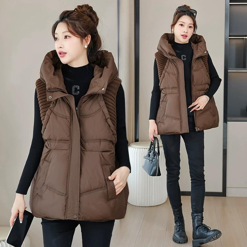 Winter Down Cotton Vest Jacket Women Sleevele Jacket Hooded Parkas Warm Vest Coat Female Waistcoat Overcoat