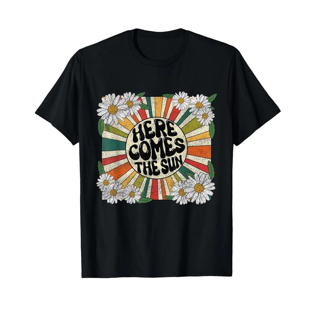 Here Comes The Sun T Shirt Vintage Slightly Fashion Breathable Streetwear Stretched Comfortable Soft Stylish Homme