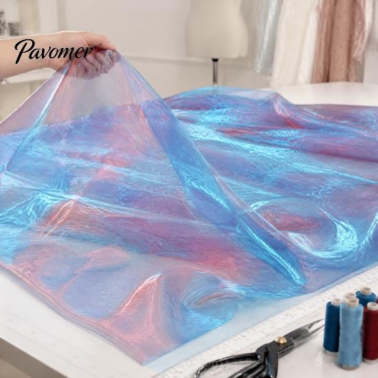Transparentes Material für Bühnendekoration 1 Yard Zweifarbiges durchsichtiges Organza-Gewebe, 60 Zoll breit schillerndes seidig weiches Gewebe Babyparty-Dekorationen