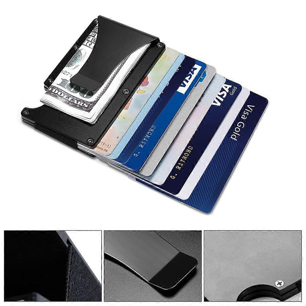 Carbon Thin Metal Credit Card Holder Credit Card Money Clip Blocker Black