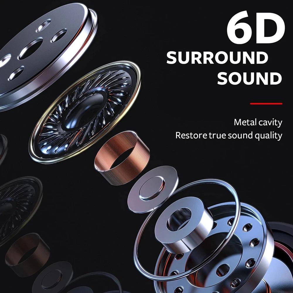 HIFI 6D Surround Bass In-Ear Wired Headphones 3.5mm Type C Earphone Sports Waterproof Gaming Headset Handfree Earbuds with Mic