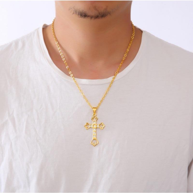 Heiß verkaufte Herrenmode und personalisierte minimalistische Kreuz-Diamant-Halskette