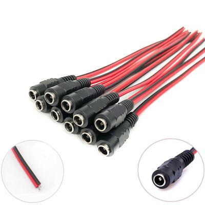 10pcs Female DC Power Cable Connector 5.5x2.1mm Plug Wire 2pin Adapter Cable Pins Jack TV LED Tape Strip Light
