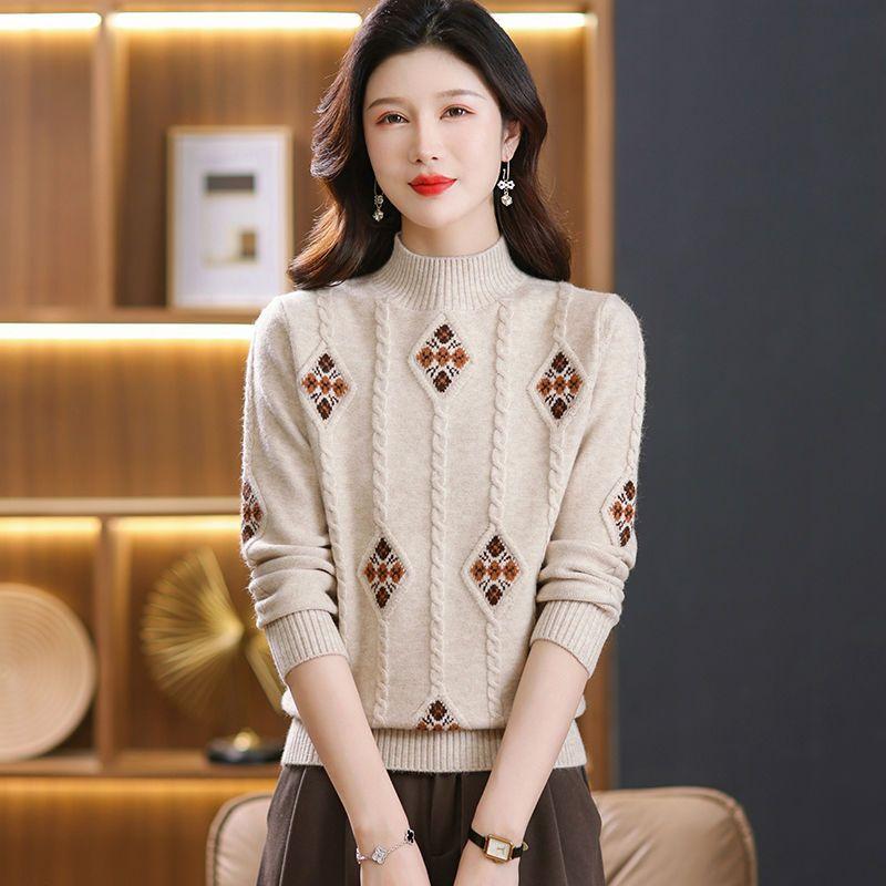 

Вязаный свитер женский с полувысоким воротником однотонный повседневный пуловер женский с длинным рукавом модный осенне-зимний свитер S