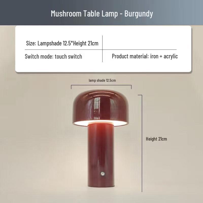 Italian Mushroom Table Lamp: Nordic Rechargeable Night Light for Restaurant, Bar, or Bedside Atmosphere.