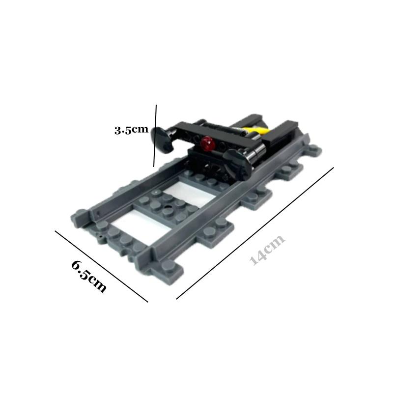 City Train Parts Tracks Train Station Bricks Railway Buffer Stop Model Rails Straight Curved Railways Building Blocks MOC Toys