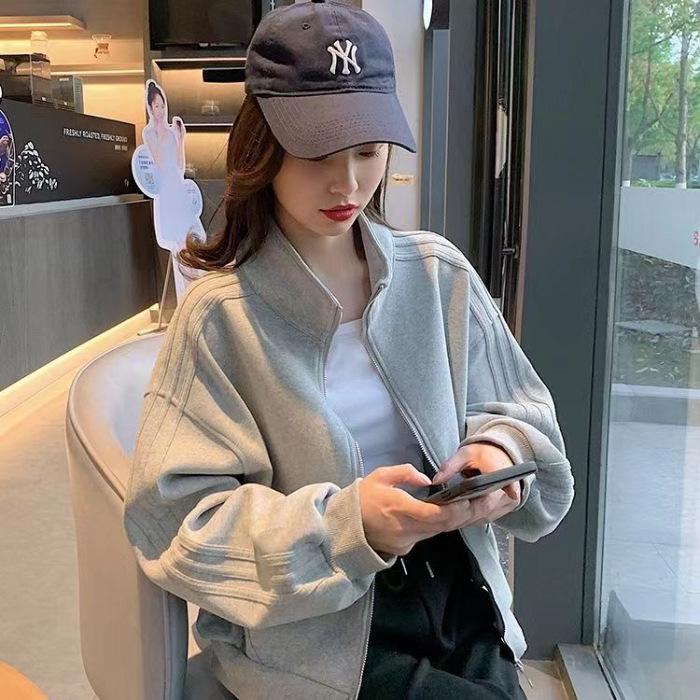 Women's Oversized Stand-Up Collar Baseball Jacket - Casual Autumn/Winter Coat, Versatile Short Hoodie, 2025 New Style.