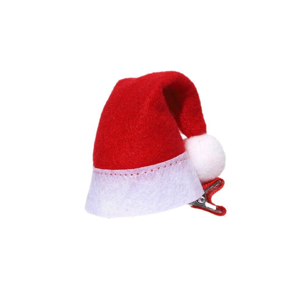10Pcs Santa Christmas Hat Clips Mini Hair Grips Barrettes New Christmas Hair Clips  Christmas