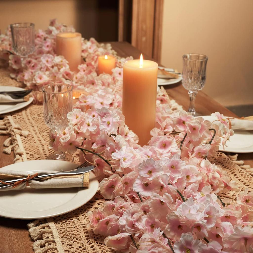 180cm Artificial Flowers Cherry Blossom Vine Pink Sakura Garland Home Party Wedding Arch Hanging Silk Fake Plants Vine Decor DIY