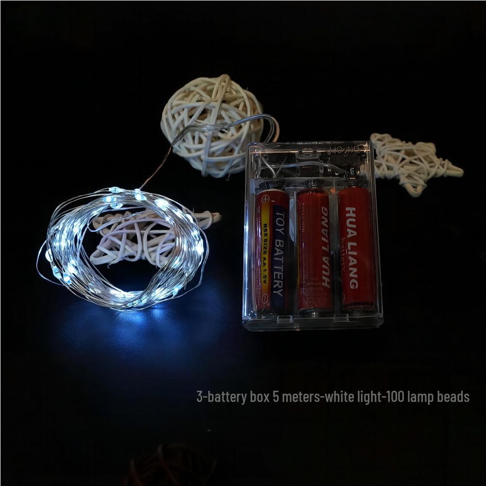 Bobo Ball 5m LED String Lights: 100 Beads, Encrypted Battery Box, Copper Wire for Festive Christmas Decoration