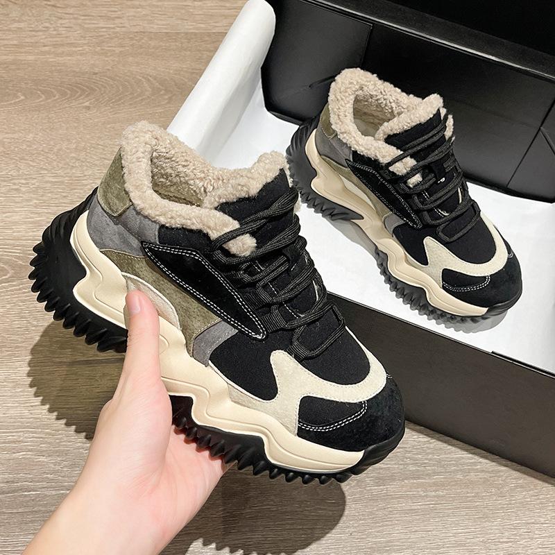 

Sports dad shoes women 2025 winter new thick-soled velvet warm cotton shoes high-top shoes casual shoes 35