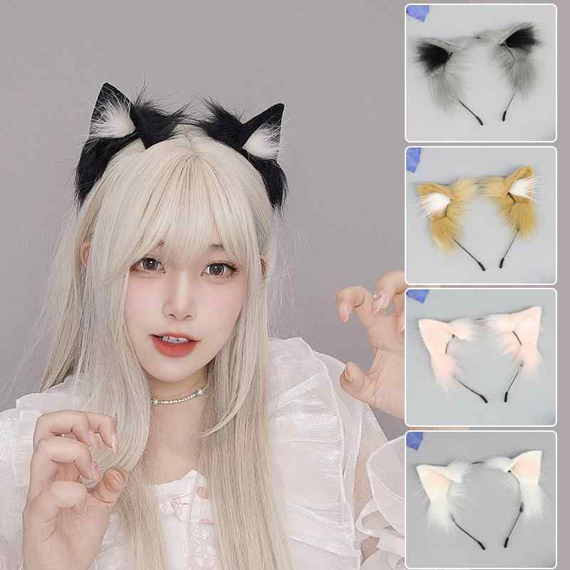 Cosplay cute handmade fluffy realistic cat ears tail set made polyester anime event Halloween costume party photo shoot Japanese style