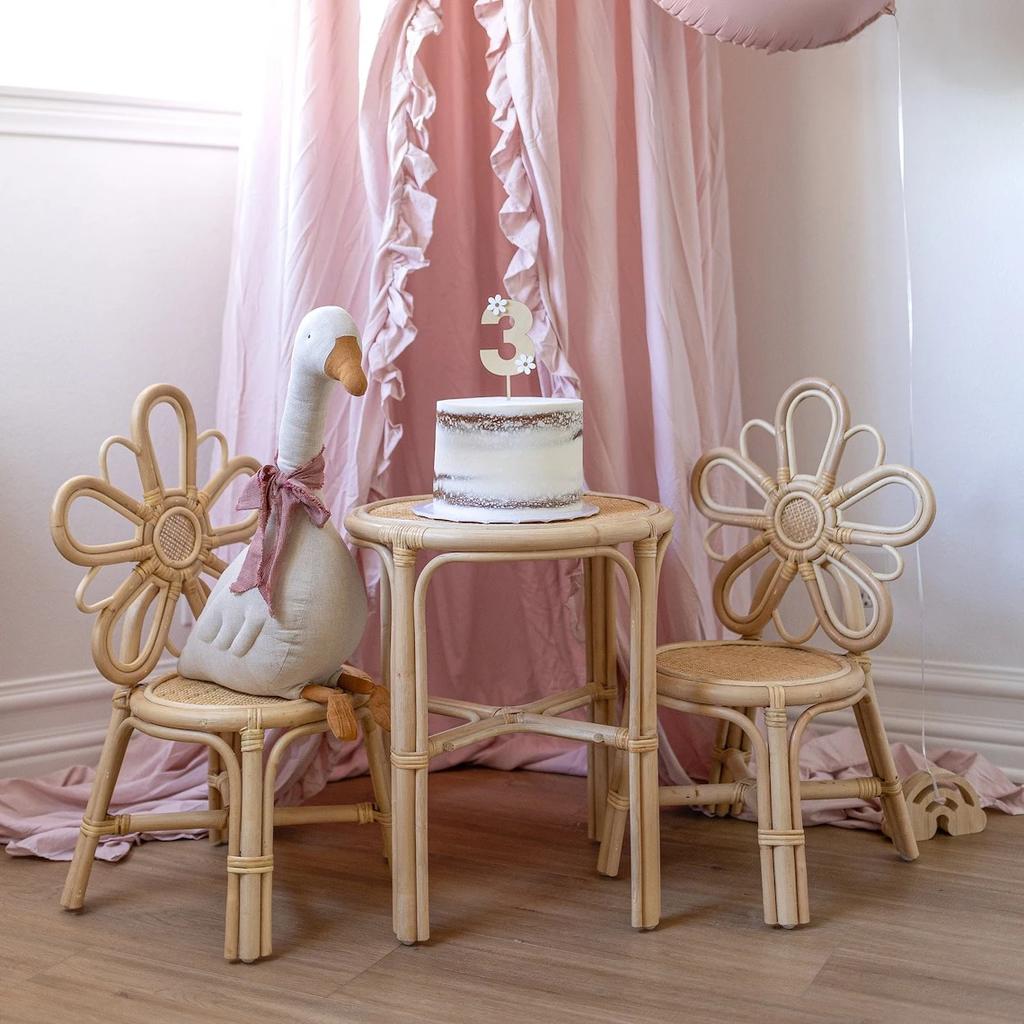 For Rattan Flower Kids Chairs for Events Birthday Party Hot Sale Kid Playroom Bedroom Furniture Handmade Baby Toddler Chair