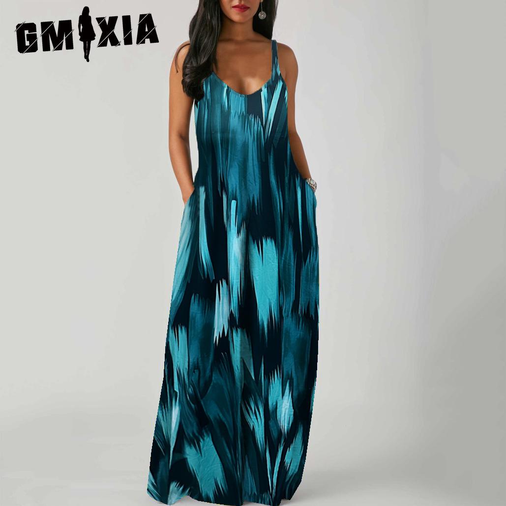 

GMXIA Элегантное модное платье длиной до пола без рукавов с V-образным вырезом, простое женское летнее платье в стиле ретро с принтом, свободная талия, прямое платье XXXXXL