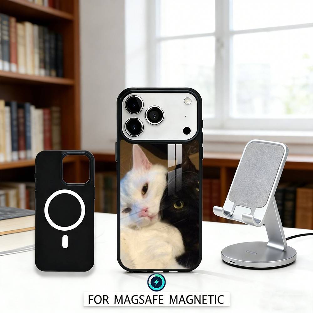 F-Fluffy and C-Cute Cat Phone Case Magnetic For iPhone17 16 15 14 13 12 Pro Max For Magsafe Wireless Charging Cover