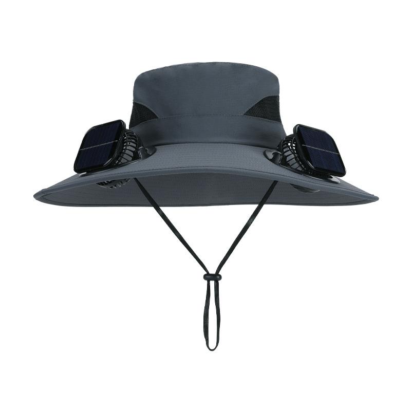 Solar double fan hat summer mountaineering fishing eaves breathable sun hat men's outdoor sun protection bucket hat