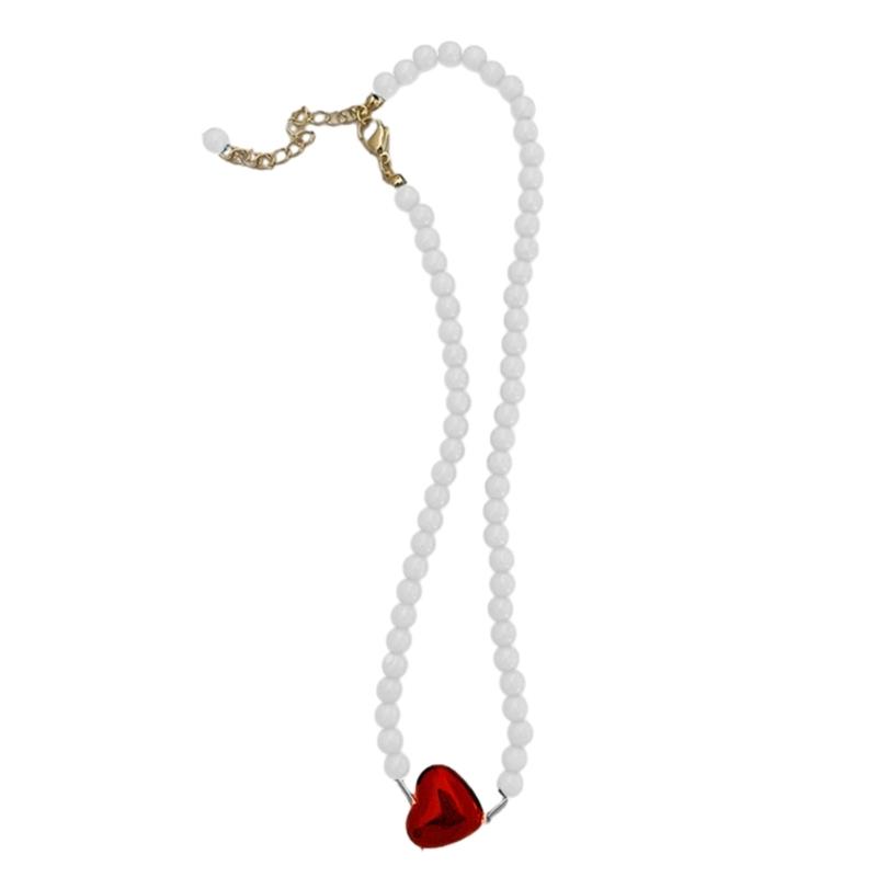 Cool Beaded Heart Choker Necklack Beaded Pendant Necklace Striking Beaded Collar Necklace Perfect Gift for Woman Girls