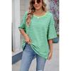 Tricou nou de primăvară și vară pentru femei, cu dungi contrastante, larg, cu mâneci scurte