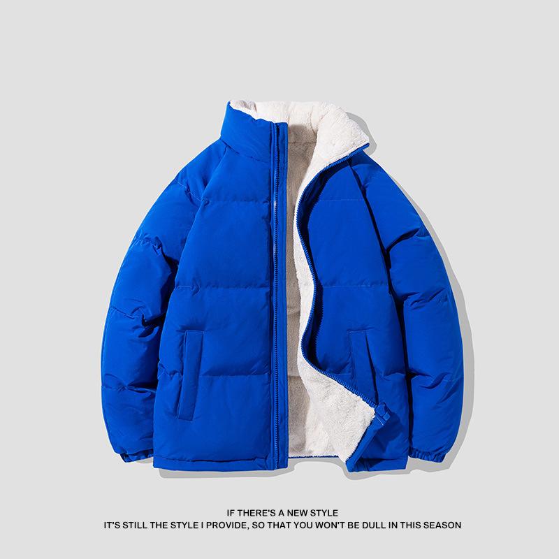 

2025 новая модная мужская стеганая куртка со стойкой воротником, утолщенная теплая повседневная универсальная мужская парная зимняя стеганая куртка 5XL синий