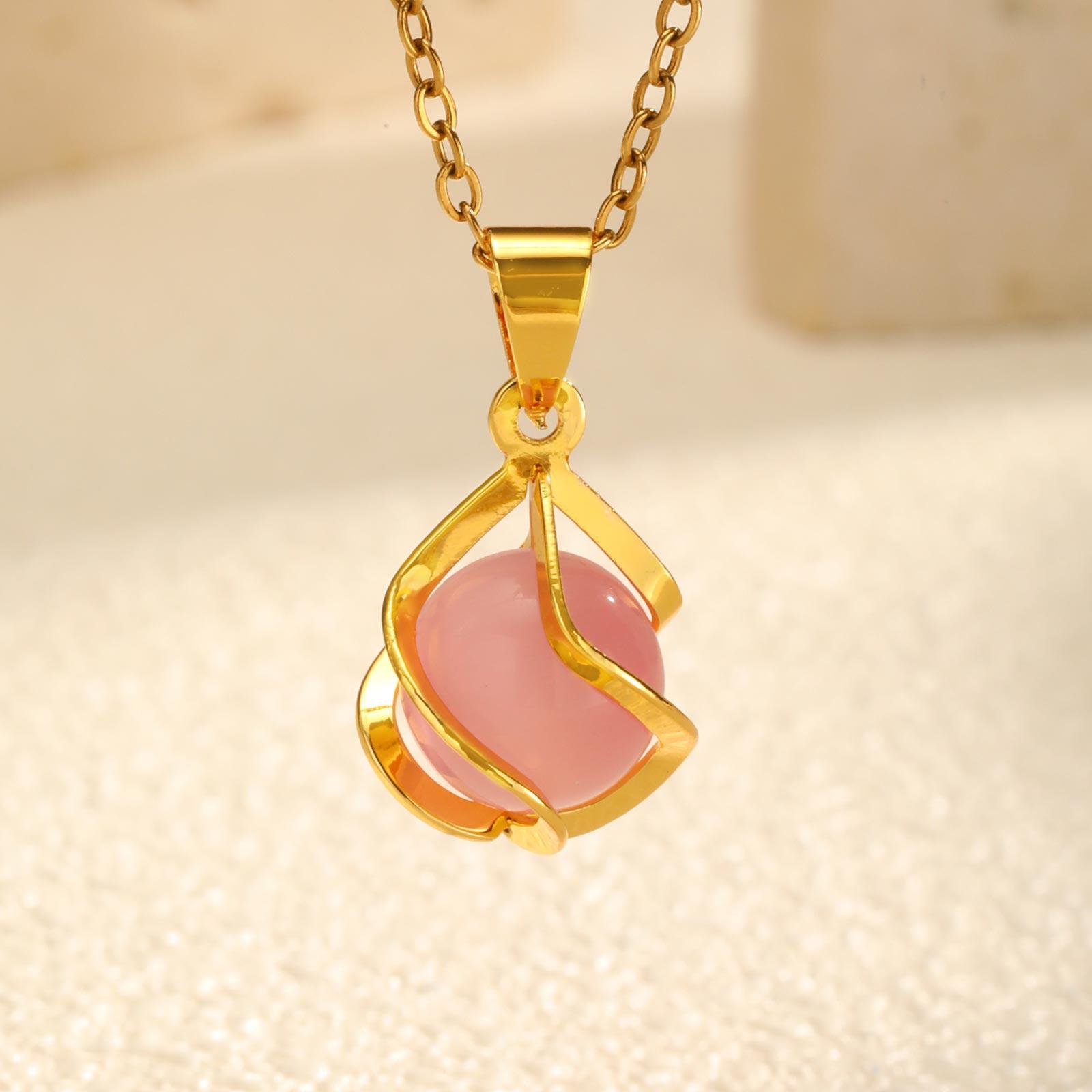 

Pink Water Drop Zircon Pendant Necklace for Women Link Chain Tulip Flower Necklaces Luxury Daily Charm Jewelry Gift