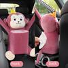 2 In1 Creative Cartoon Car Tissue Box Auto Seat Hanging Type Cute Plush Tissue Holder Armrest Box Plastic Storage Garbage