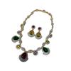 Luxury Internet Celebrity Color Zircon Light Luxury Full Diamond Earrings Women Pendant Necklace Set Jewelry